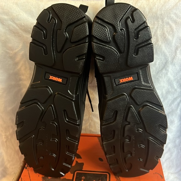 NEW MENS Black Leather Work Boots Size 8 1/2 WIDE, WORX by Red Wing Shoes - Picture 4 of 6